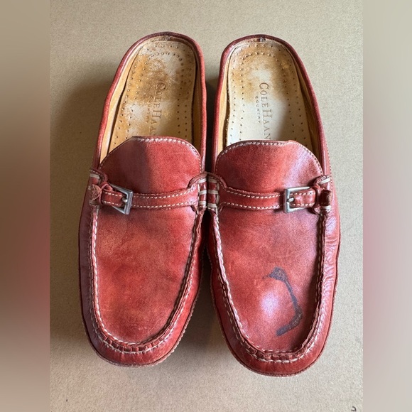 Cole Haan Country red leather mule slide flat shoe size 7 - Picture 1 of 7